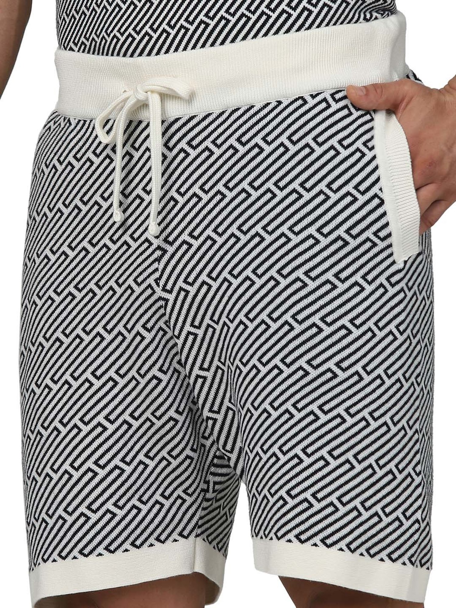celio* Black & White Regular Fit Graphic Print Cotton Bermuda Shorts