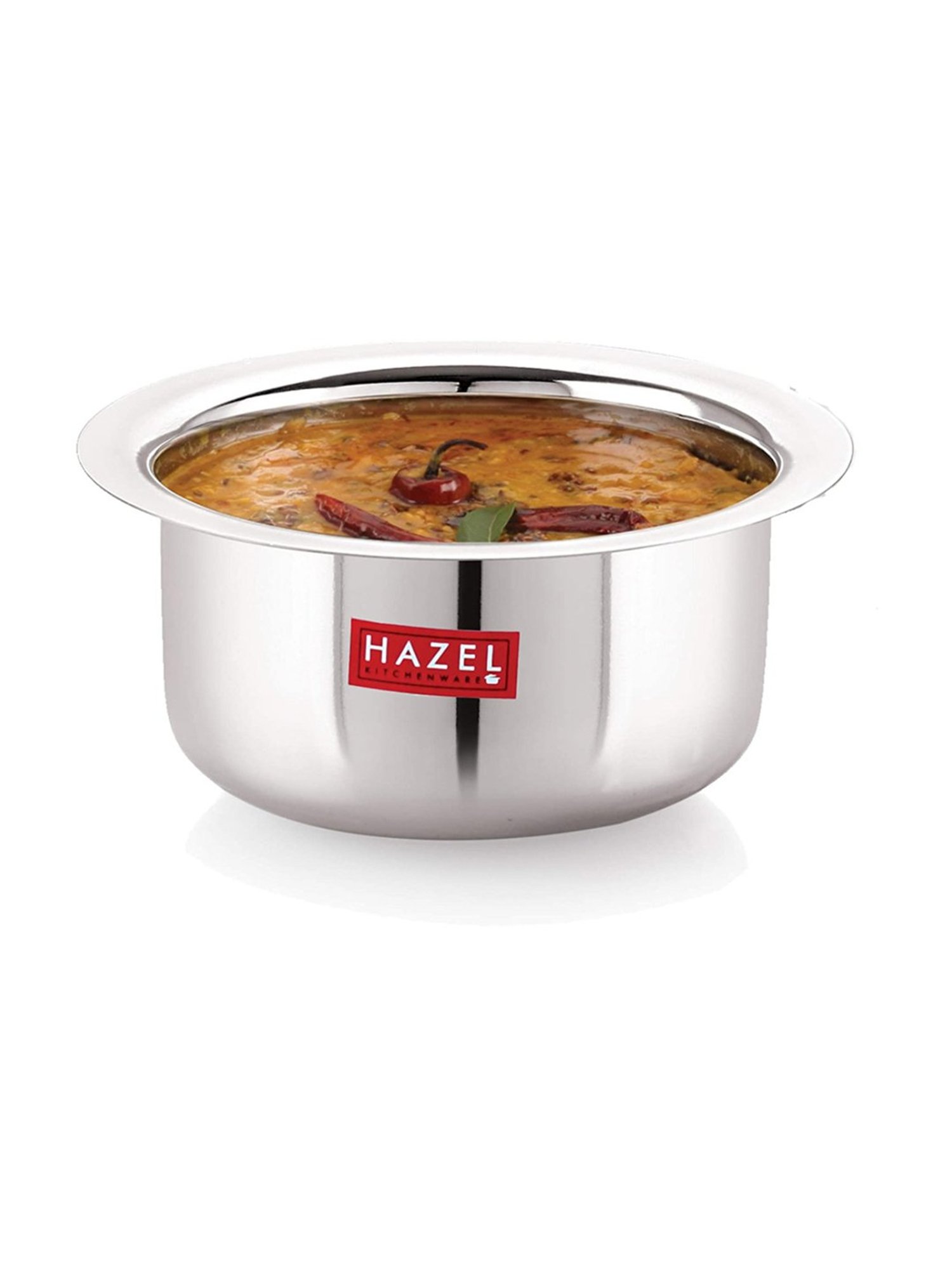 HAZEL Mini Round Bottom Silver Stainless Steel Tope or Patila (Set of 3)