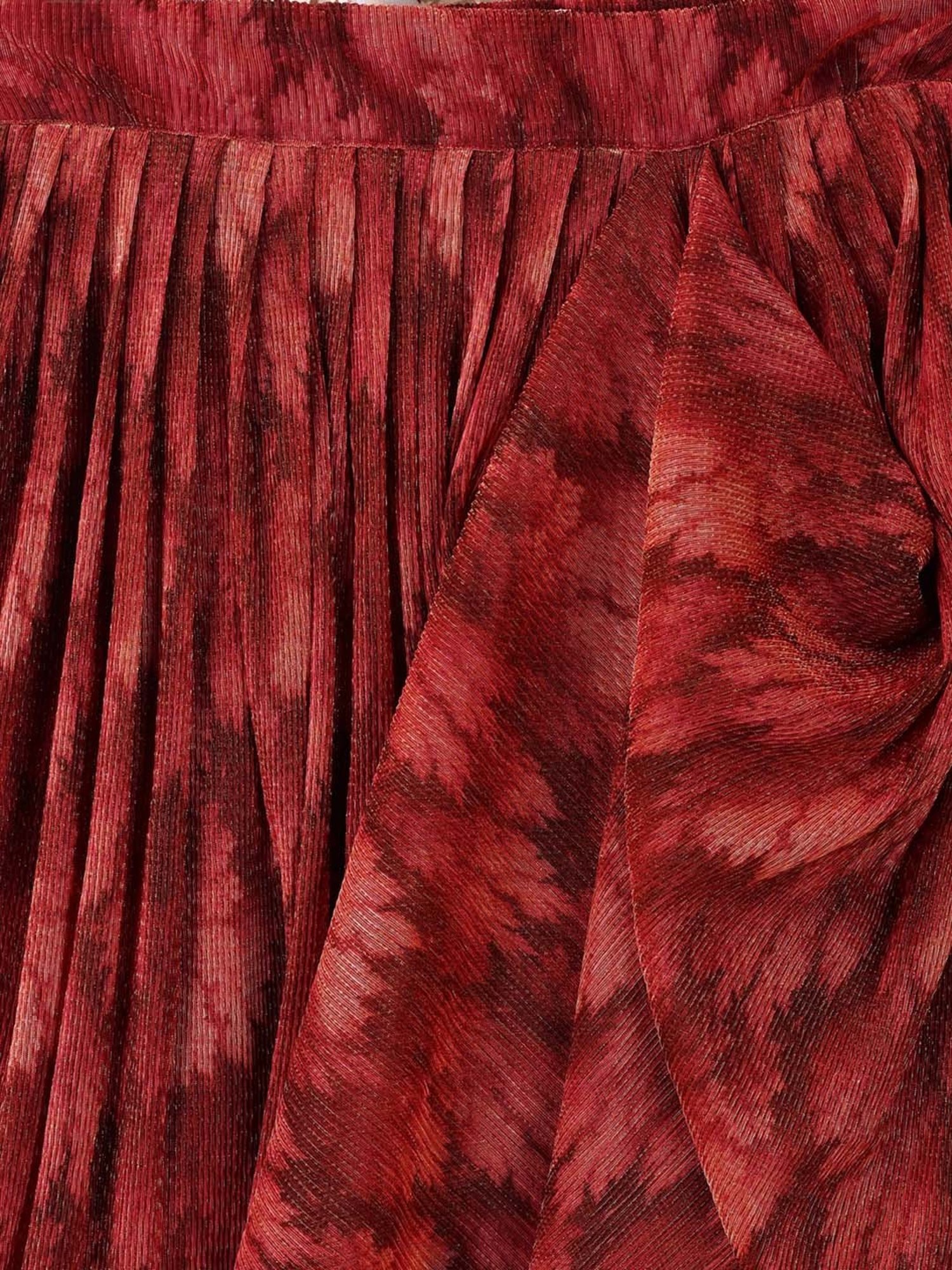 PURVAJA Red Woven Lehenga Choli Set With Dupatta