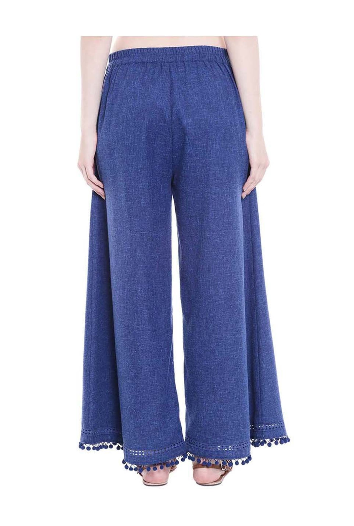 Fusion Beats Blue Regular Fit Palazzos