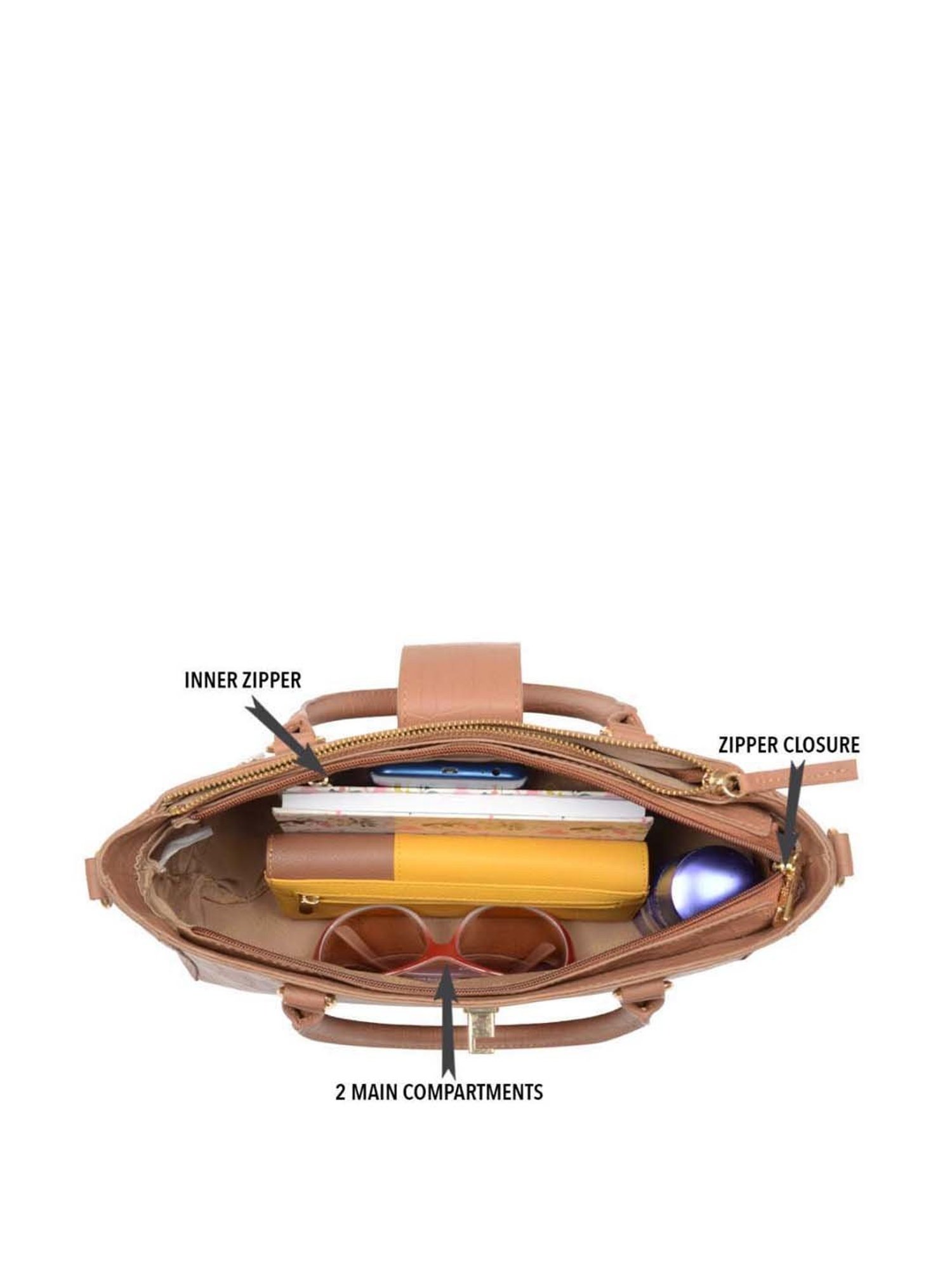 Baggit Tan Textured Medium Handbag