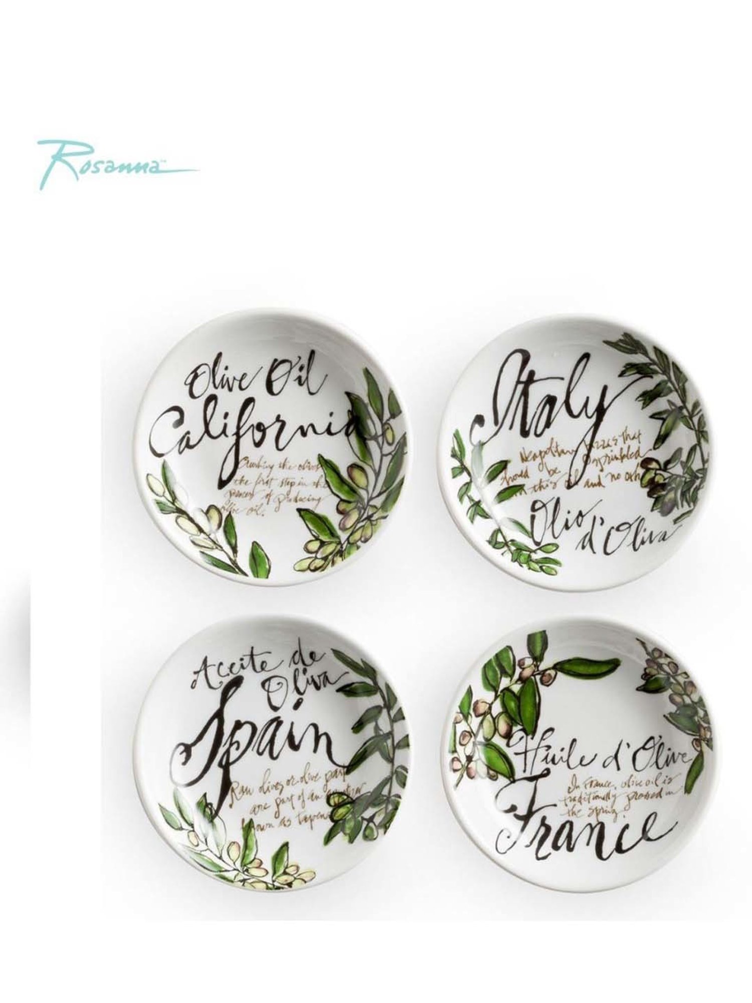 Rosanna 4-Piece Multi Medium Printed Olive Oil Dipping Dish Set