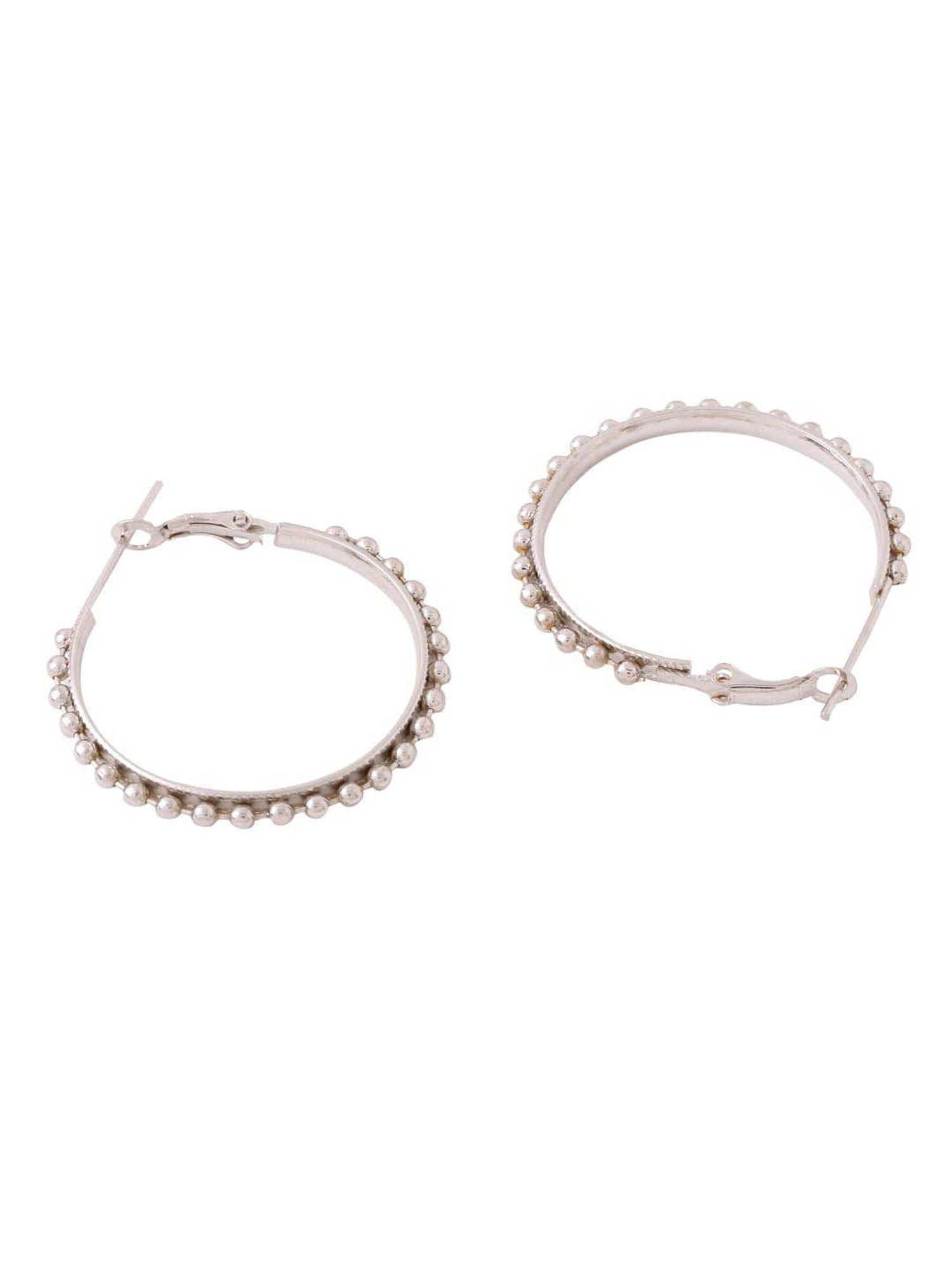 NVR Silver-Plated Circular Hoop Earrings for Women