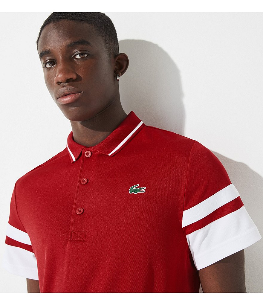 Lacoste Sport Striped Sleeves Performance Short-Sleeve Polo Shirt