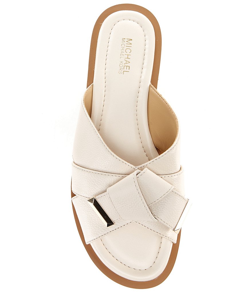 MICHAEL Michael Kors Addison Tumbled Leather Knot Detail Slide Sandals