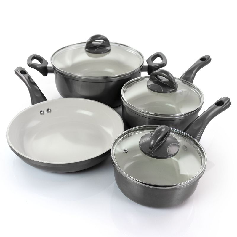 Gibson Home Hestonville 7 Piece Aluminum Nonstick Cookware Set in Grey with Bakelite Handles