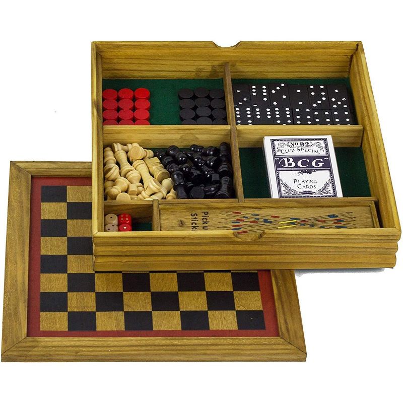 Professor Puzzle Wooden Games Portable Six in One Combination Game Set Compendium