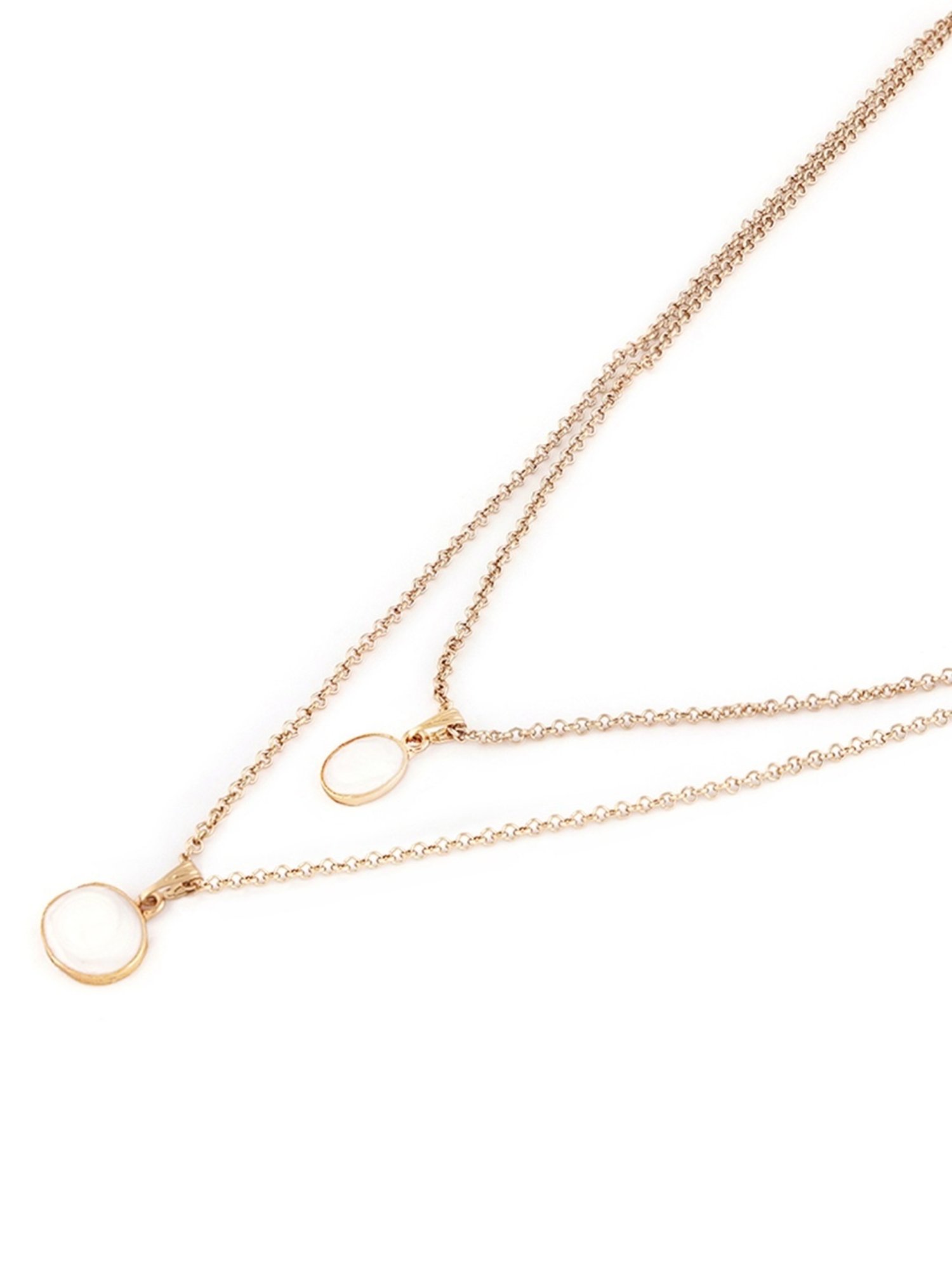 Zaveri Pearls White Enamel 2 Layers Contemporary Charm Drop Chain-ZPFK14556