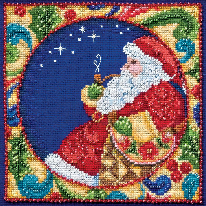 Mill Hill/Jim Shore Counted Cross Stitch Kit 5"X5"-Santa (18 Count)