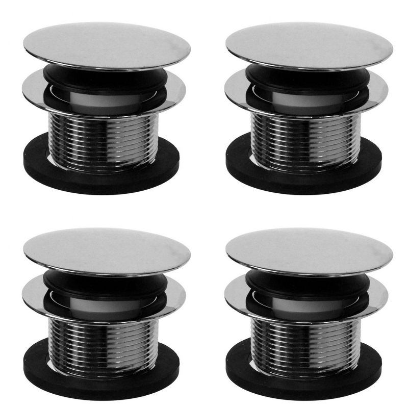 Westbrass ADA-Compliant, Heavy-Duty Metal, 1.5 Inch Diameter, Round Mushroom Cap Coarse Thread Tiptoe Bathtub Drain, Polished Chrome (4 Pack)