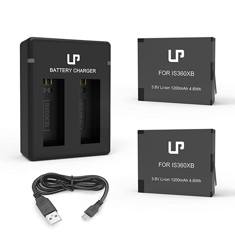 360 ONE X Battery Charger Pack Compatible with ONE X Action Camera  2Pack Replacement Battery amp Dual Slot Charger