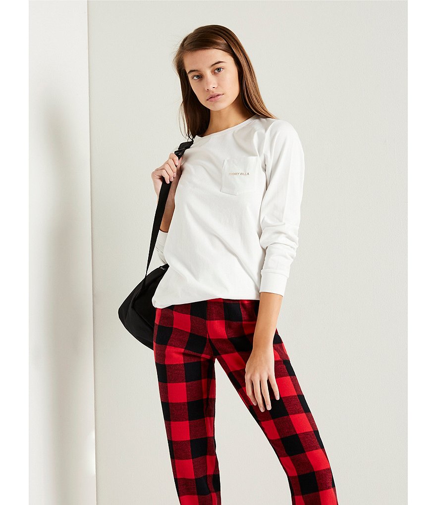Ivory Ella Organic Cotton Buffalo Plaid Holiday Pants