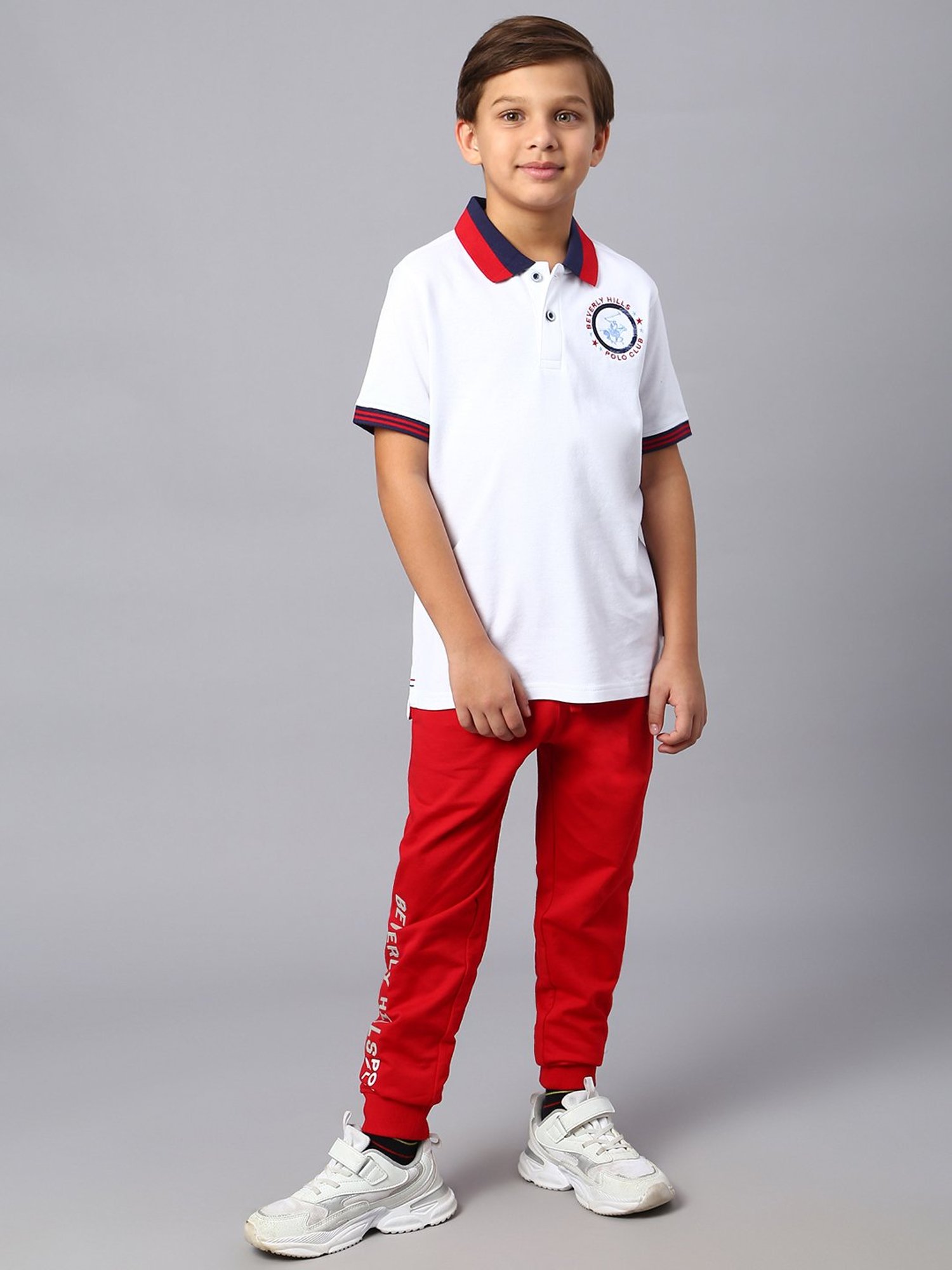 Beverly Hills Polo Club Kids White Solid Polo T-Shirt