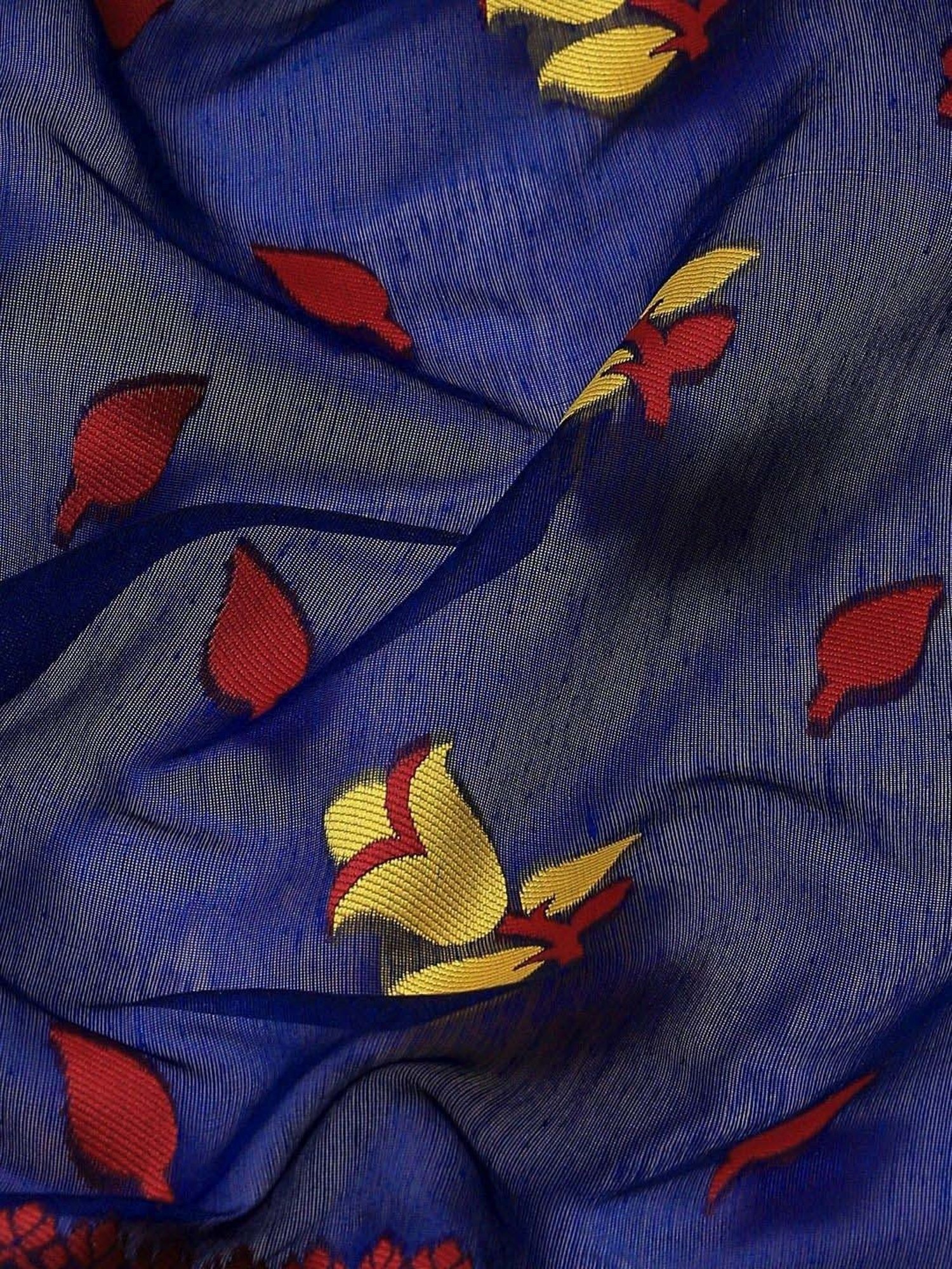 Silk Land Blue Woven Saree With Unstitched Blouse