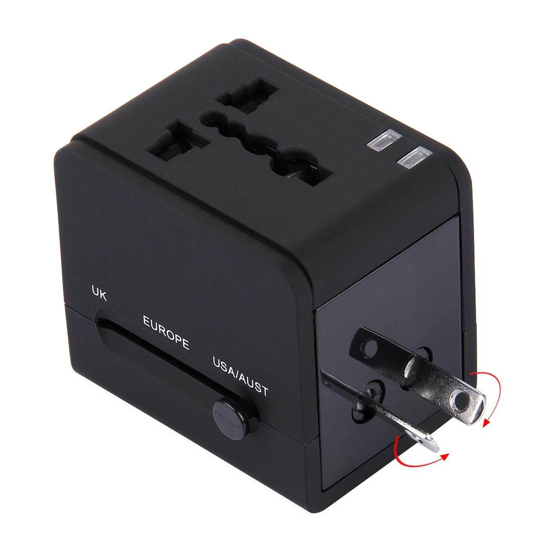 5V 2.1A Dual USB Power Socket Charger Adapter, UK / EU / US / AU Plug(Black)