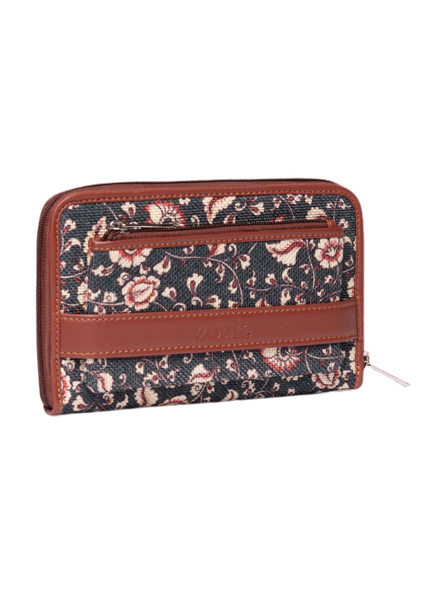 ZOUK Chittoor Blue Kalamkari Multicolor Printed Zip Around Wallet for Women