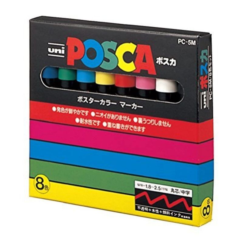 Mitsubishi Pencil Water-based Pen-Poska Medium letter round core 8 colors PC5M8C Japan