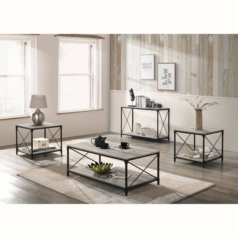 4pc Rosslea Coffee with 2 End Sofa Table Set Black/Gray - HOMES: Inside + Out