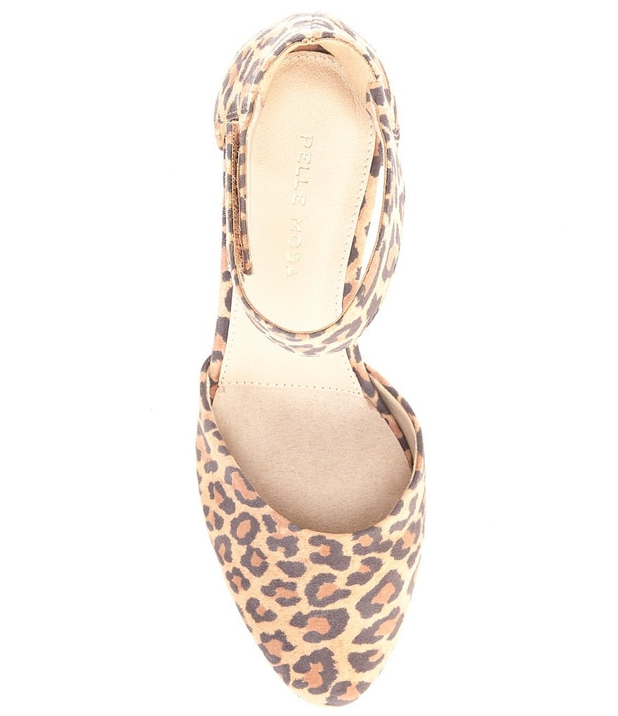 Pelle Moda Kitty Leopard Print Suede d'Orsay Wedge Pumps