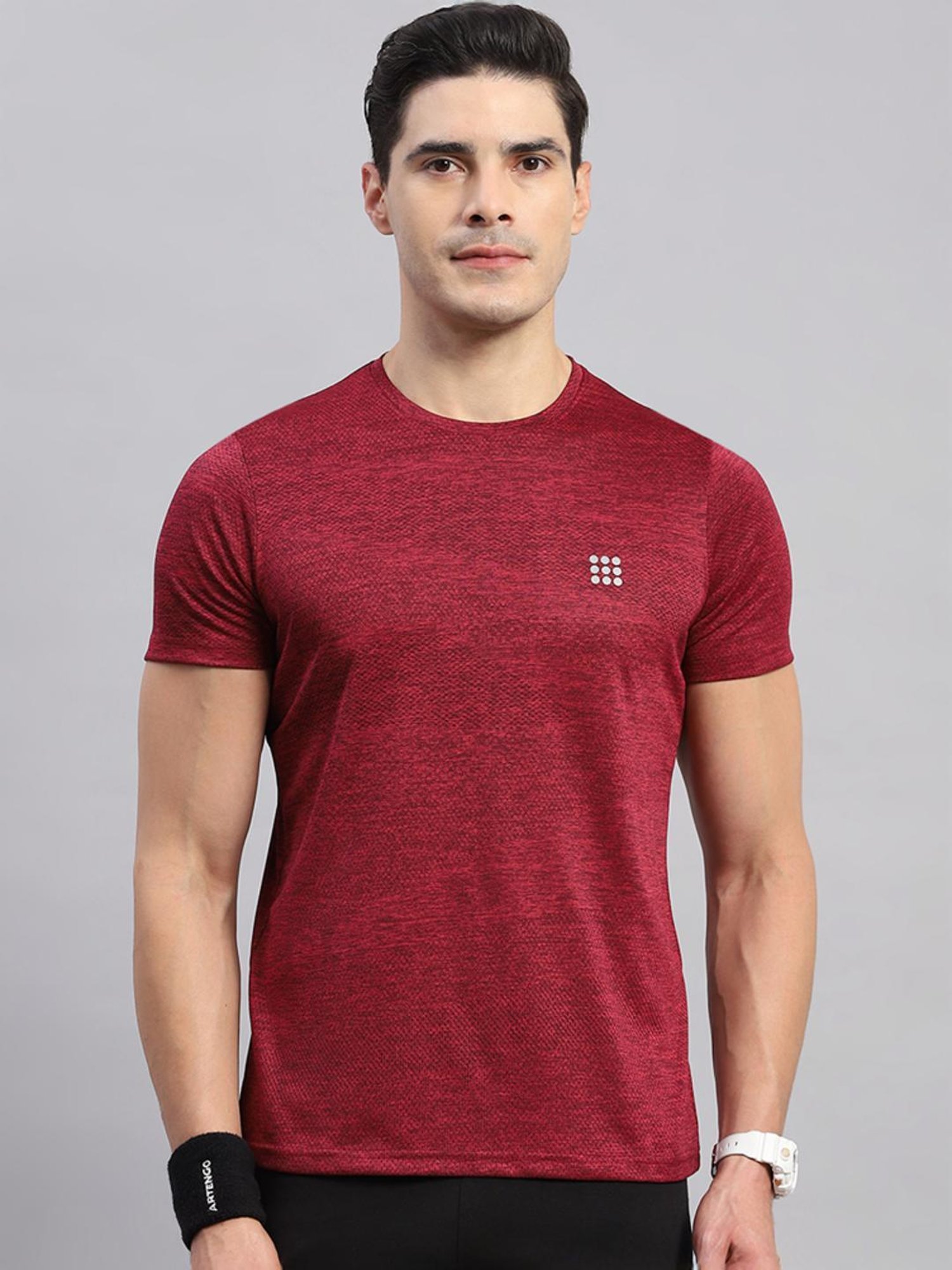 Rock.it Wine Regular Fit Self Pattern T-Shirt