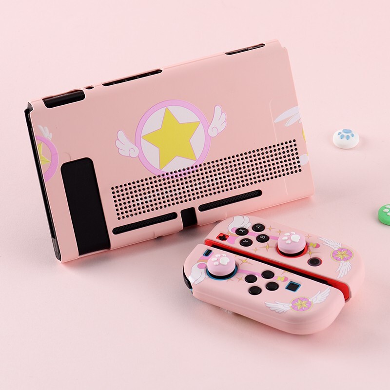 SA Elegant Dockable Protective Dockable Case for Nintendo Switch - Handheld Grip Protector Cover - Include Thumb Grip Caps(yellow  Pikachu )