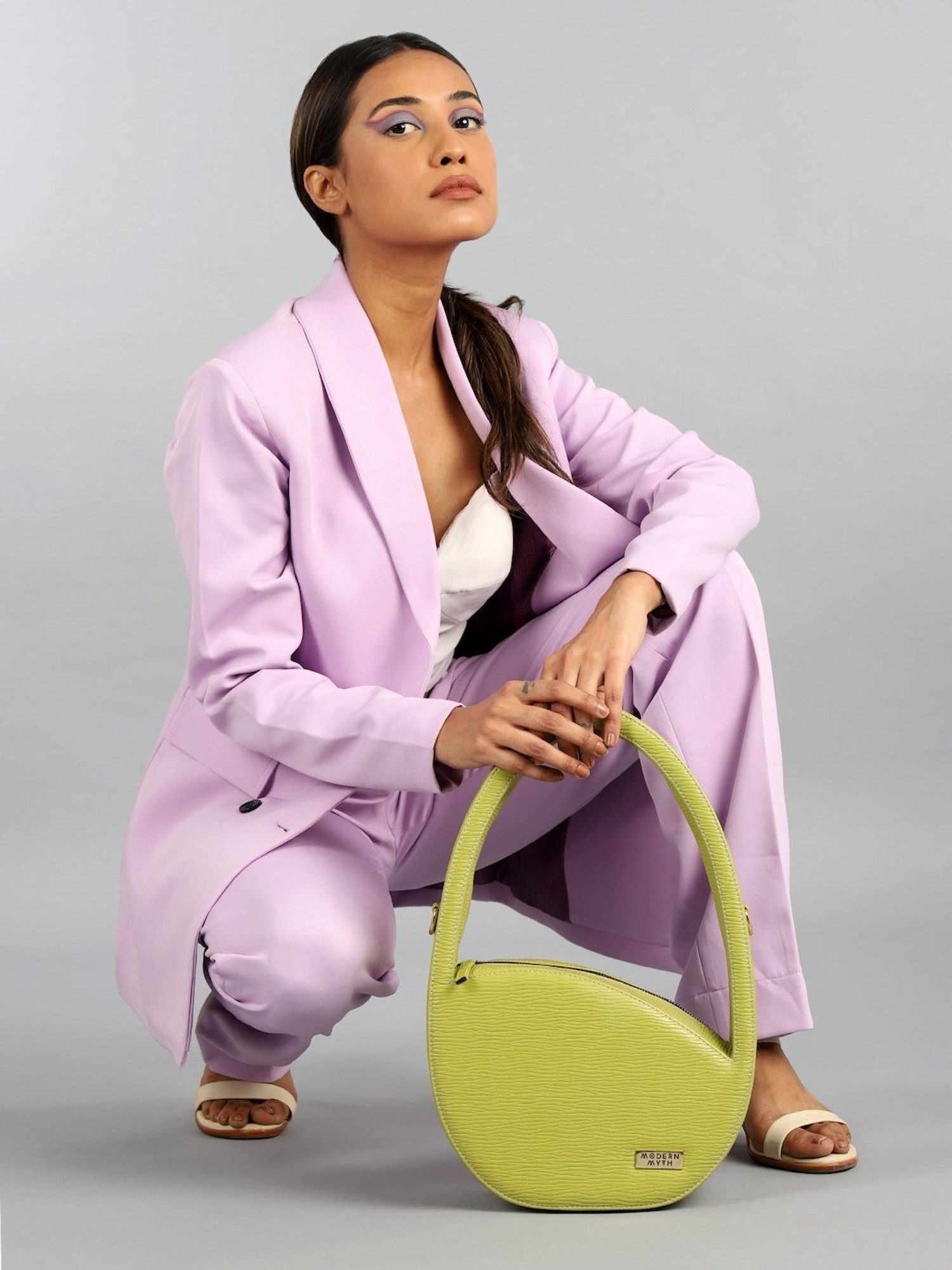 Modern Myth Lime Textured Large Handbag