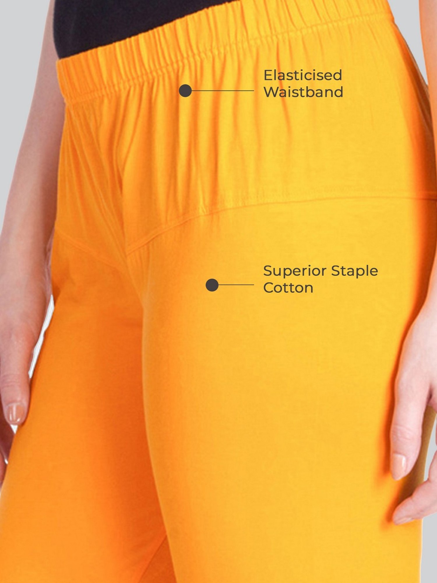 Lyra Mustard Cotton Full Length Leggings