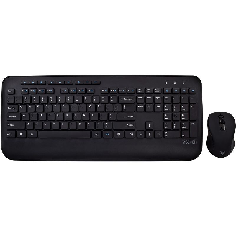 V7 CKW300US Full Size/Palm Rest English QWERTY - Black - Wireless RF English - Wireless RF 1600 dpi - 6 Button - QWERTY