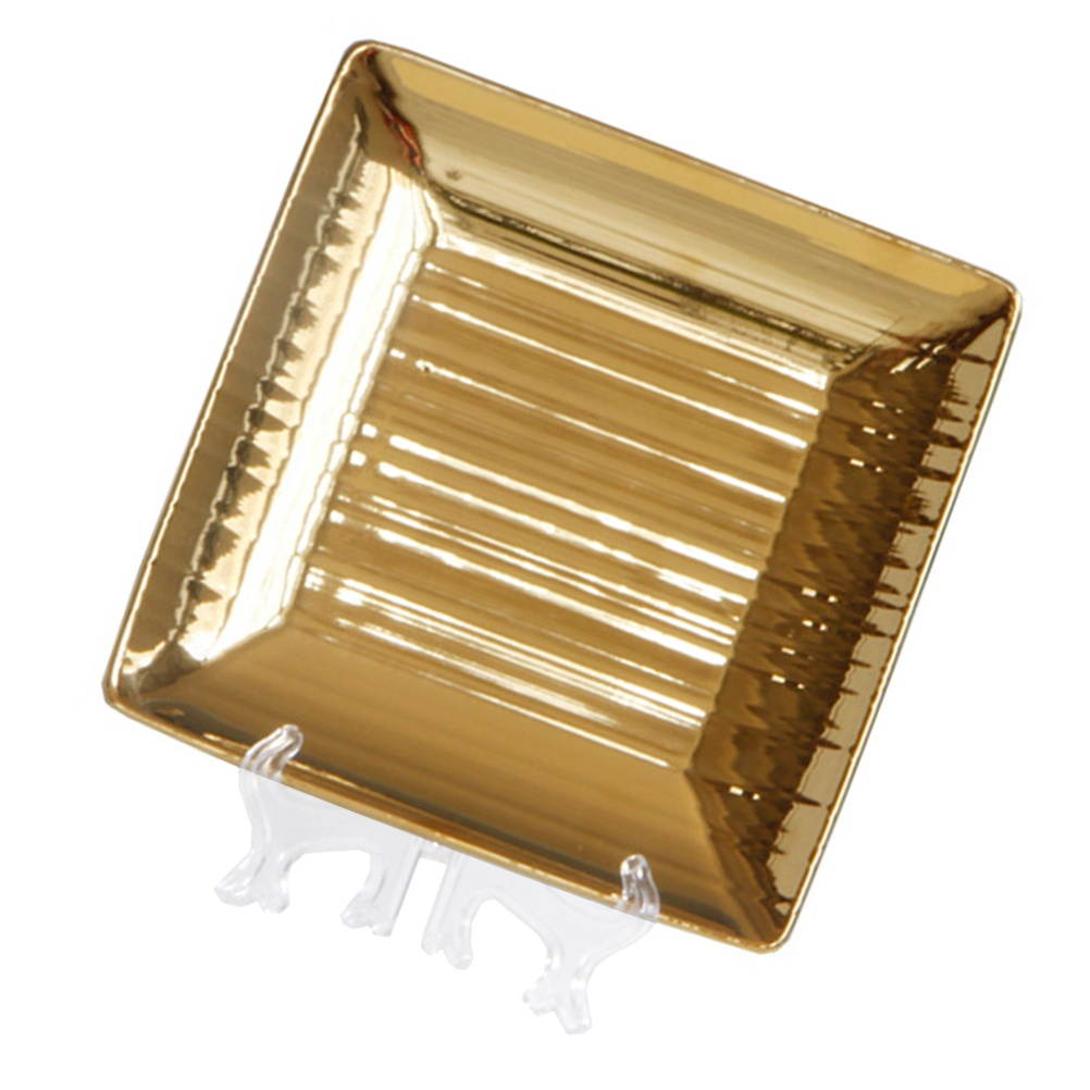 999666Newegg-reoetmall-US1PC Exquisite Desktop Decorative Plate Chic Square Decorative Plate Fashion Square Shape Decor Plate Square Cosmetic Decoration Plate for Home Store Hotel