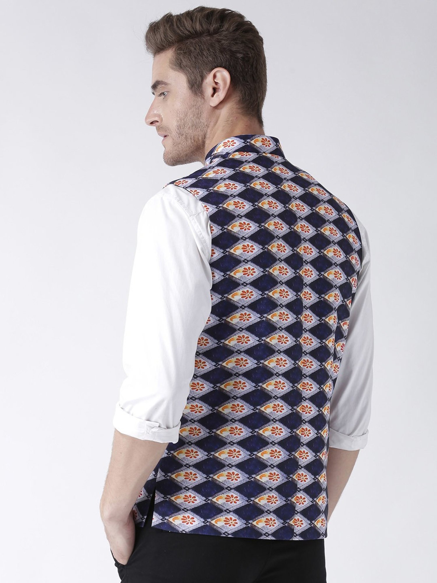 Hangup Plus Multicolor Regular Fit Printed Nehru Jacket