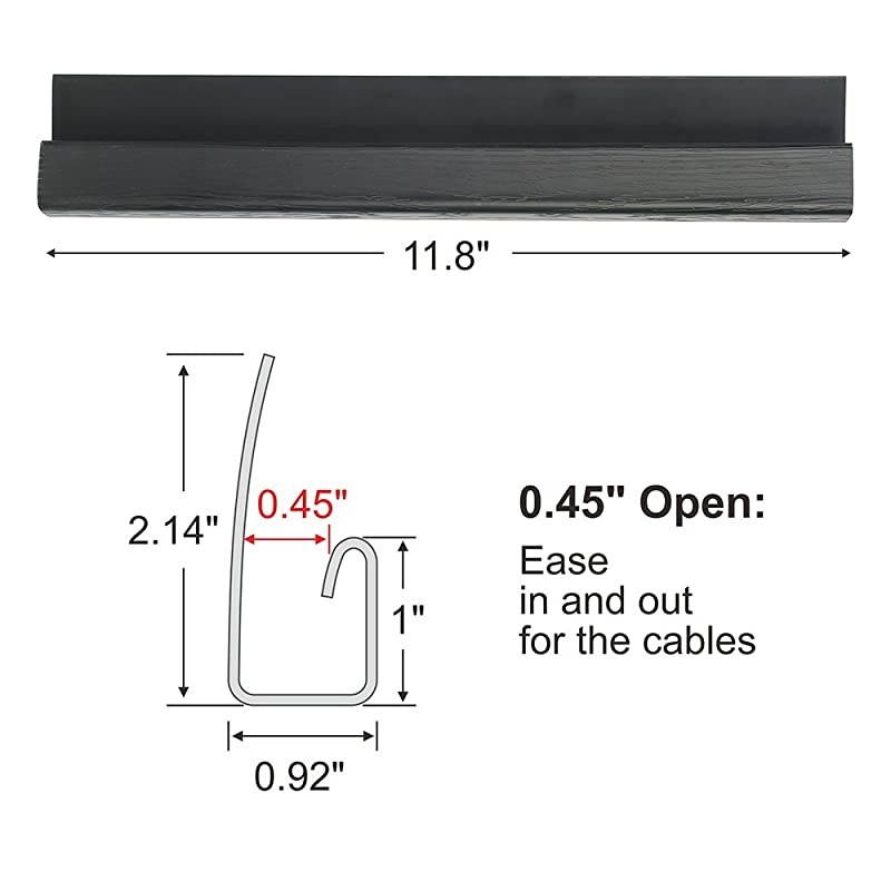 Channel Cable Raceway 708quot Computer Desk Cable Organizer CCR04 Desk Cable Management System with Mounting Tape Wood Grain 6 Count Cord Covers for Office Home Kitchen 118quot Each Black