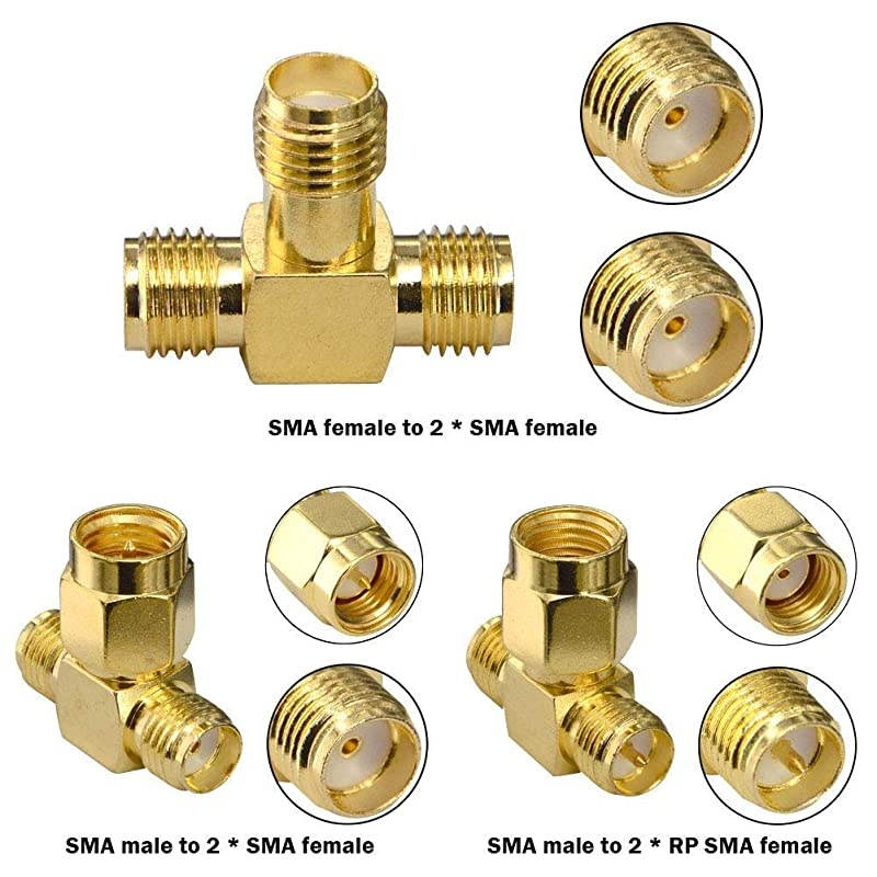 SMA connectors Kit 18pcs SMA Adapter SMA Male to SMA Male RP SMA Female Connector RF Coax Nut Barrel Converter for WiFi Antenna/FPV Drone/Extension Cable