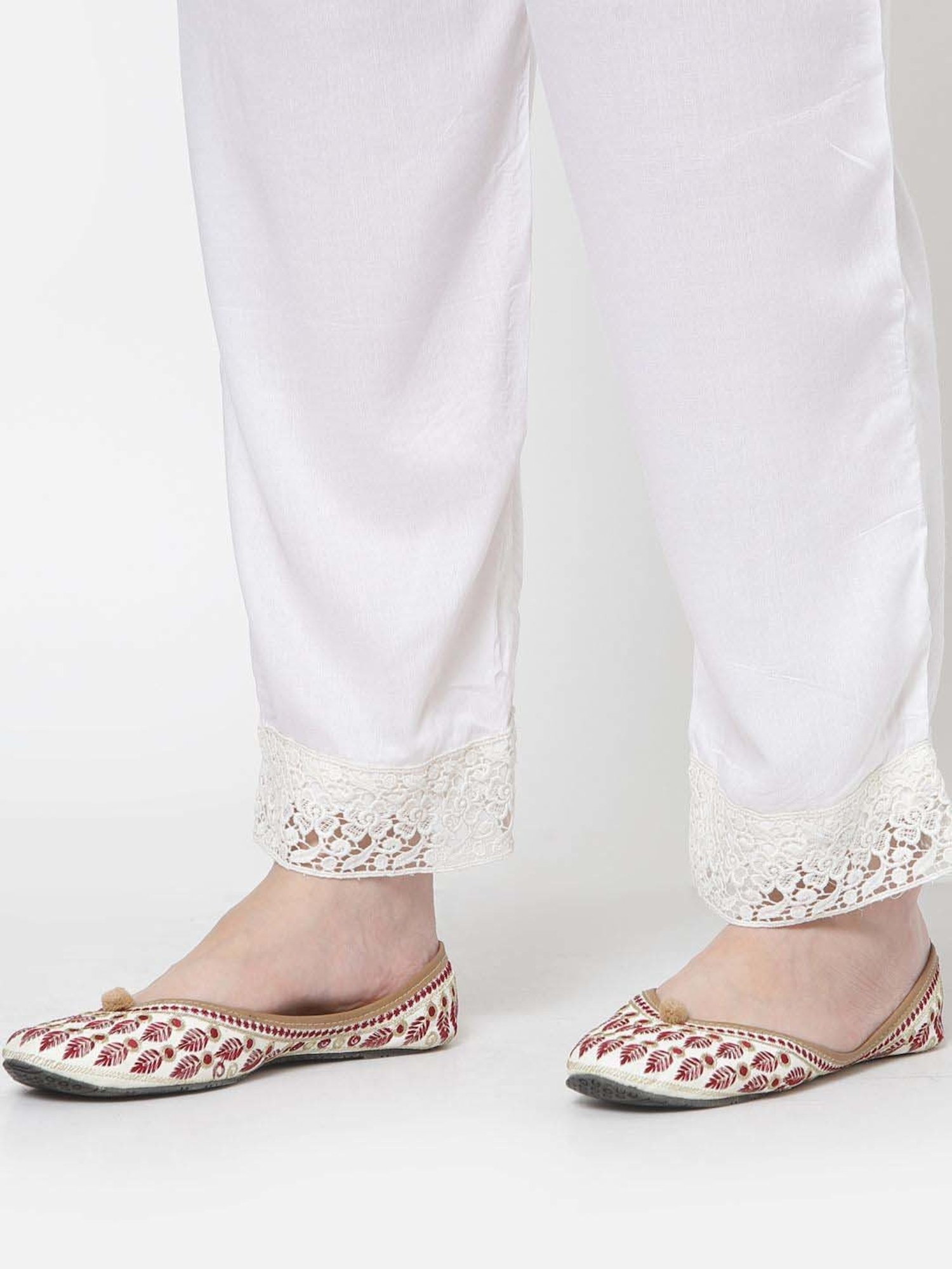 DART STUDIO White Regular Fit Palazzos