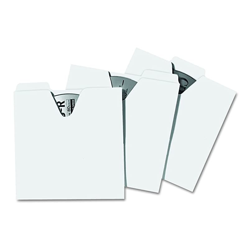 CD Storage File Folders, 100 Folders per Box, White (VZ01096)