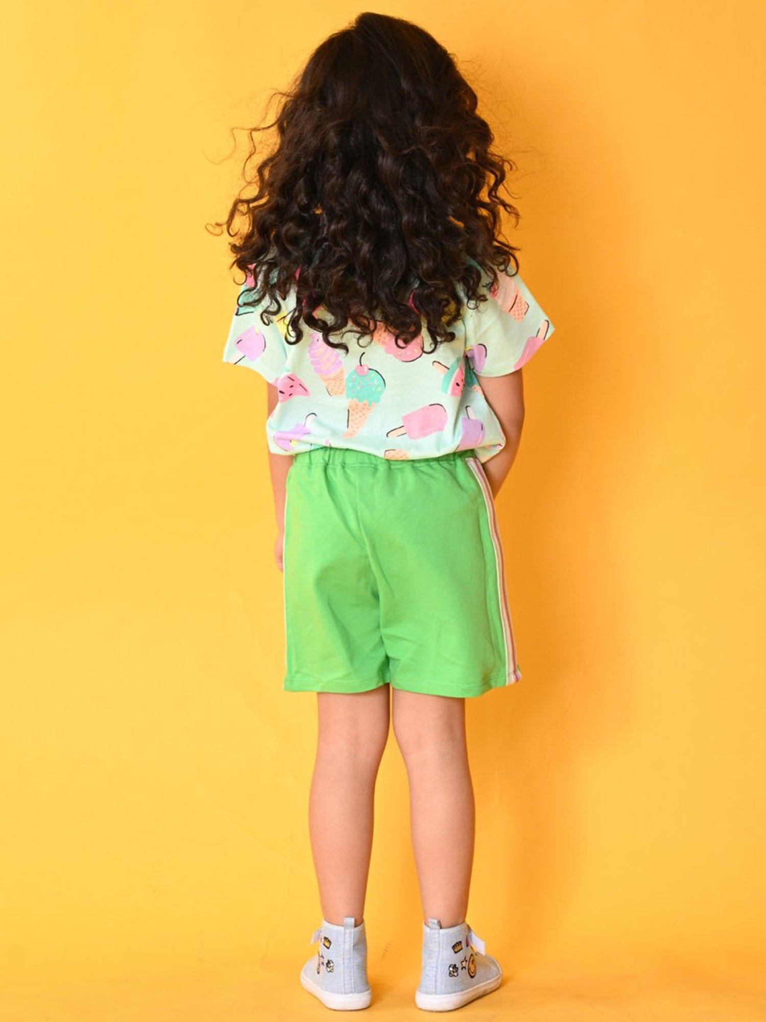 Anthrilo Kids Blue & Green Cotton Printed T-Shirt Set