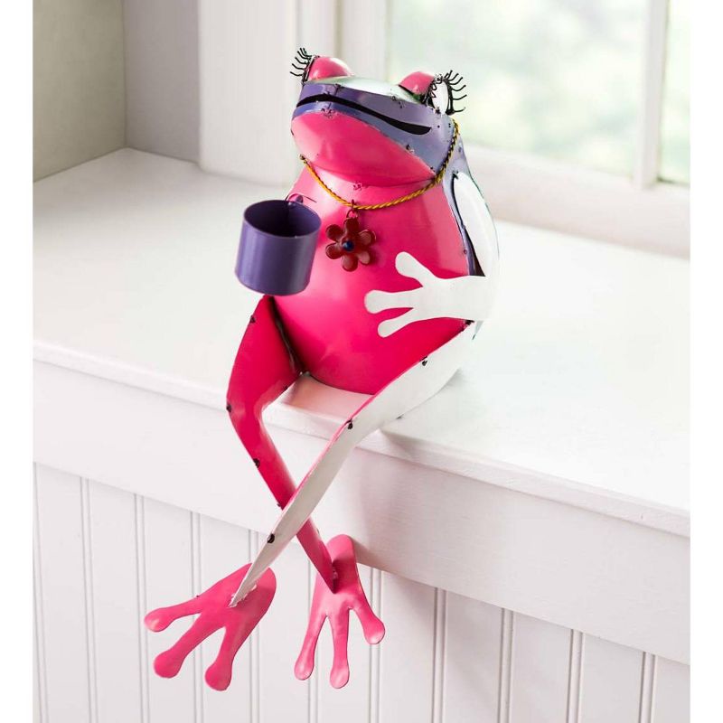 Recycled Metal Tea Frog Garden Art