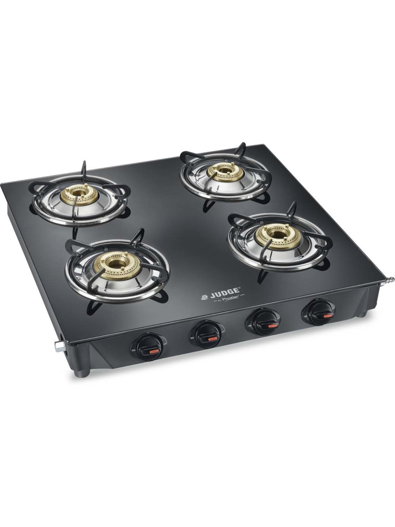 JUDGE Deluxe Black Glass Toughened 4 Burners Gas Stove