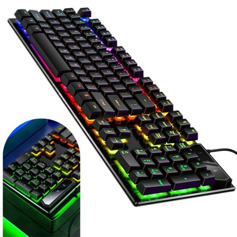 Vicabo 104 keys USB Wired Mechanical Feeling  Gaming Keyboard, Small Compact Multicolour LED Backlit, Multimedia Function Keys, Water Resistant for PC/Laptop/Mac - White