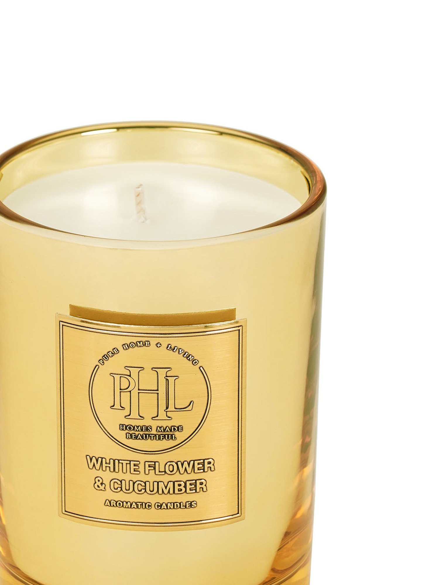Pure Home and Living Gold Flower And Cucumber Scented Wax Filled Jar Candle