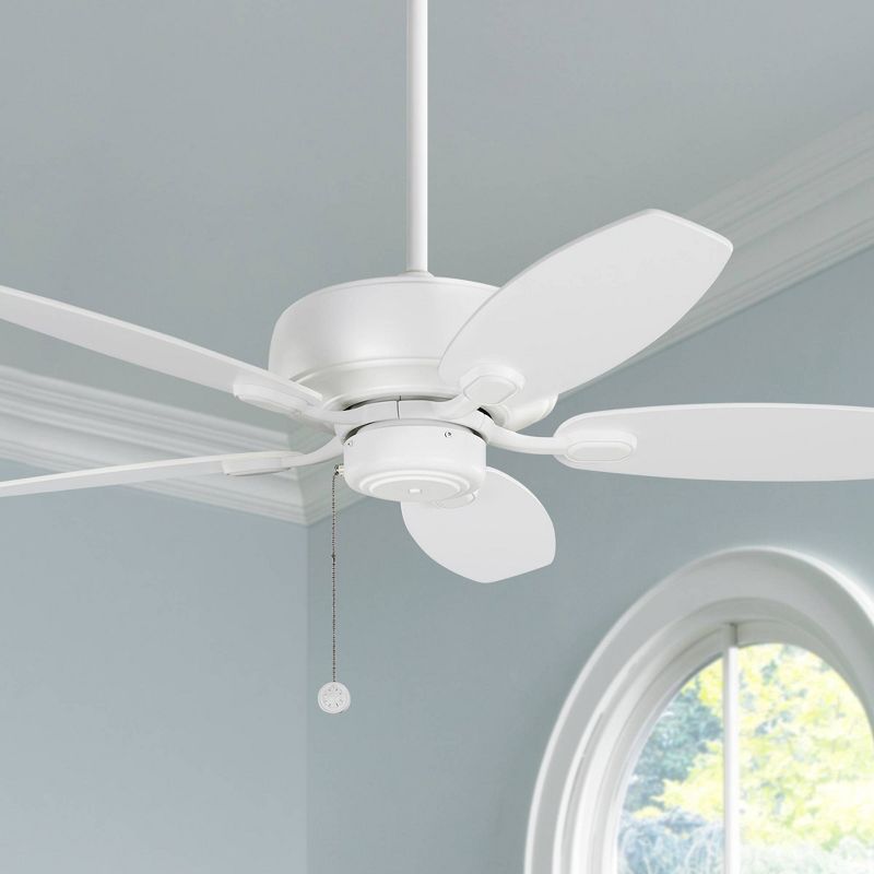 44" Monte Carlo Centro Max II Matte White Pull Chain Ceiling Fan