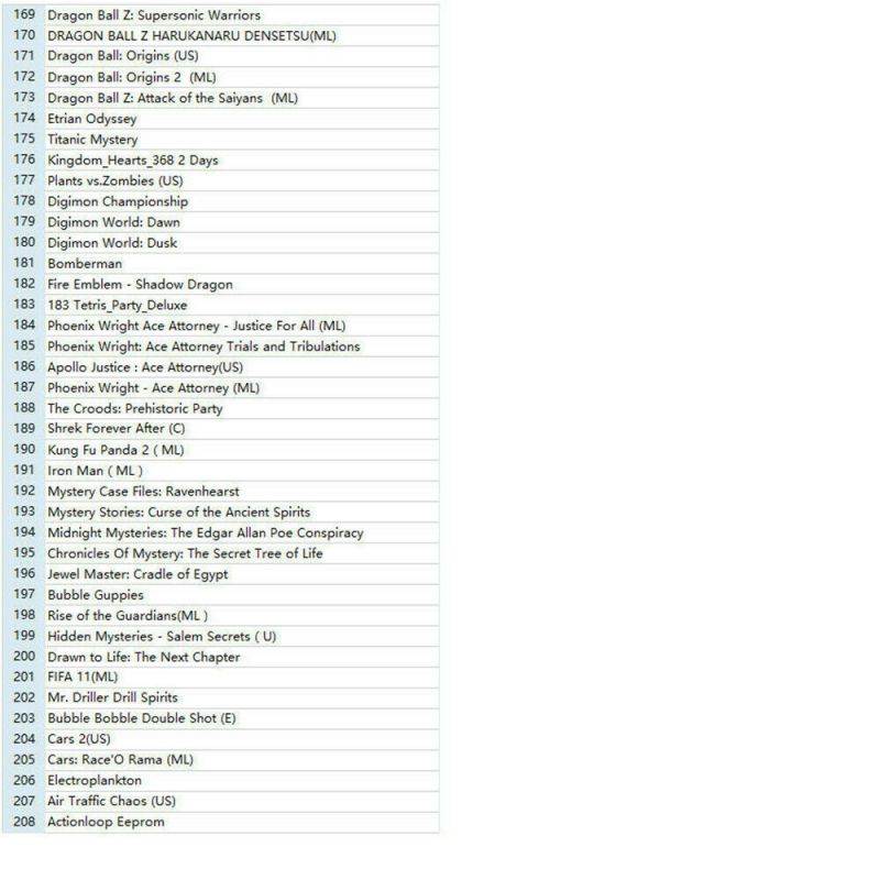 208 in 1 NDS Games Cartridge Gaming for Nintendo DS DS Lite DSi 3DS 2DS