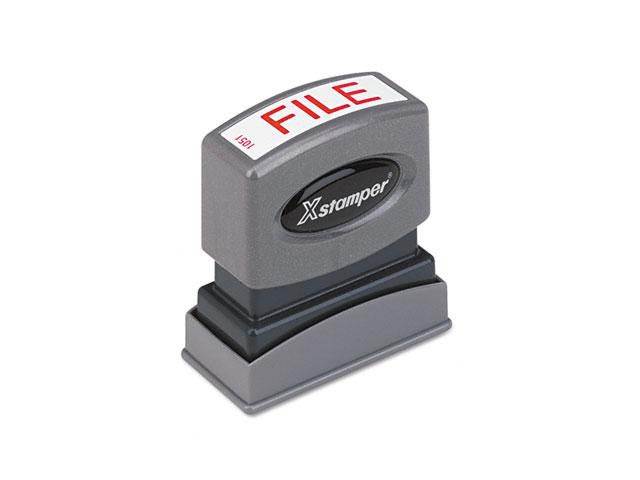 Xstamper ECO-GREEN 1051 Title Message Stamp, FILE, Pre-Inked/Re-Inkable, Red
