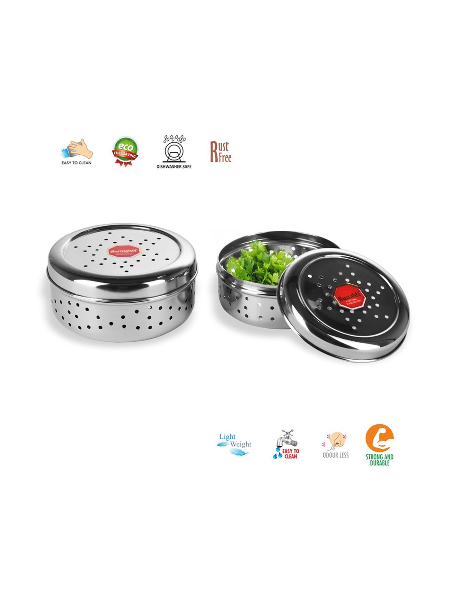 Aristo Silver Stainless Steel Storage Containers with Base Stand - Set of 7