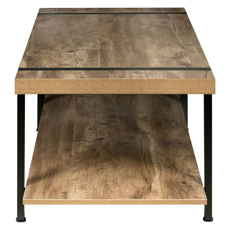 Bourbon Foundry Coffee Table Wood and Inset Black Steel Oak - OneSpace