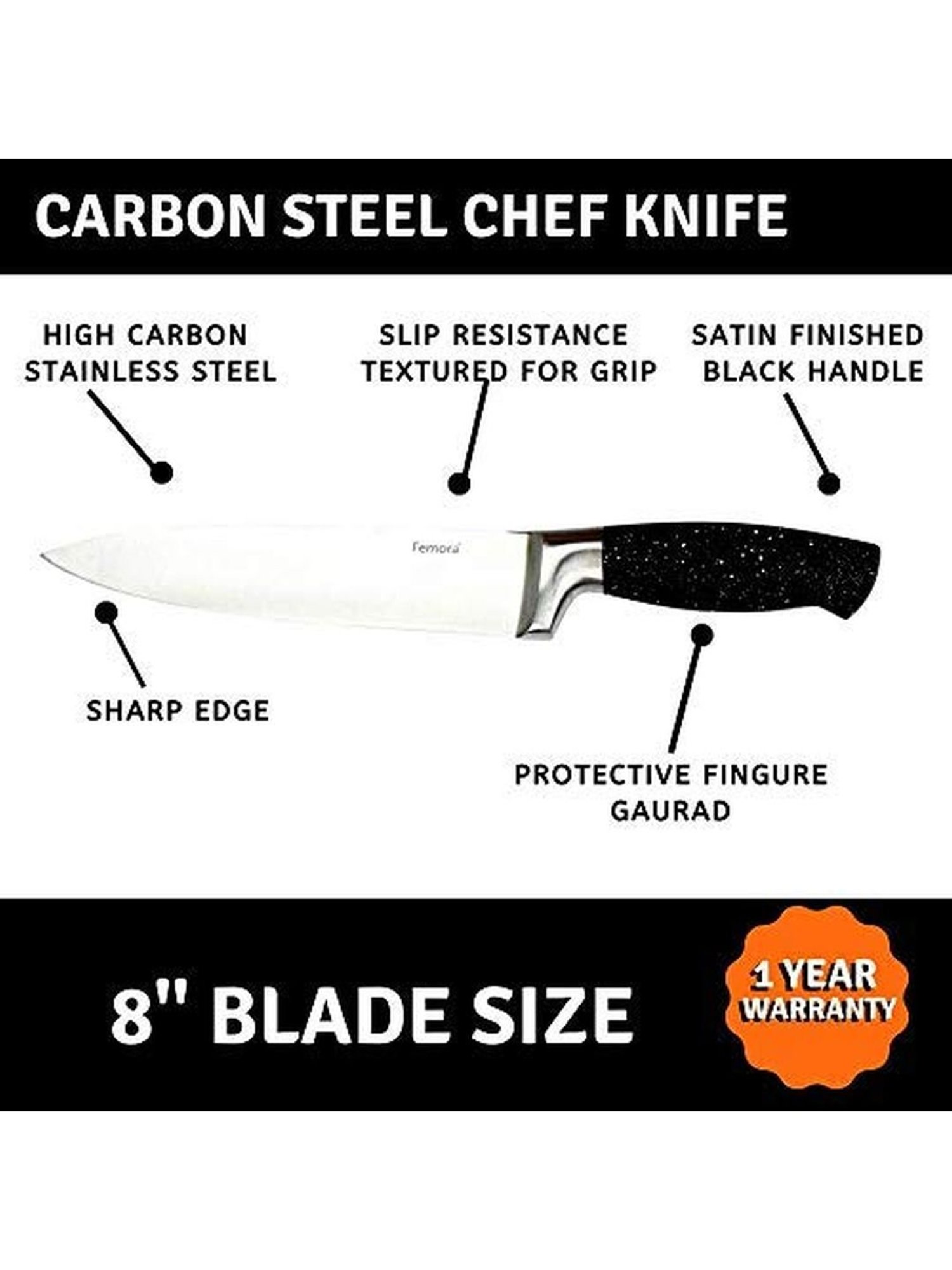 Femora Silver Carbon Steel High Grade Chef Knife
