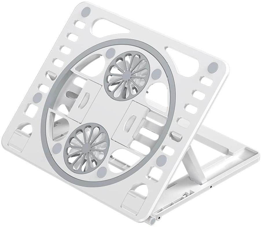 ANXINJIA Notebook Cooling pad, Dual-Turbo Cooling Notebook Holder, USB Power Supply, Quiet and no Noise, Plug and Play, Compatible with Full-Size notebooks-White