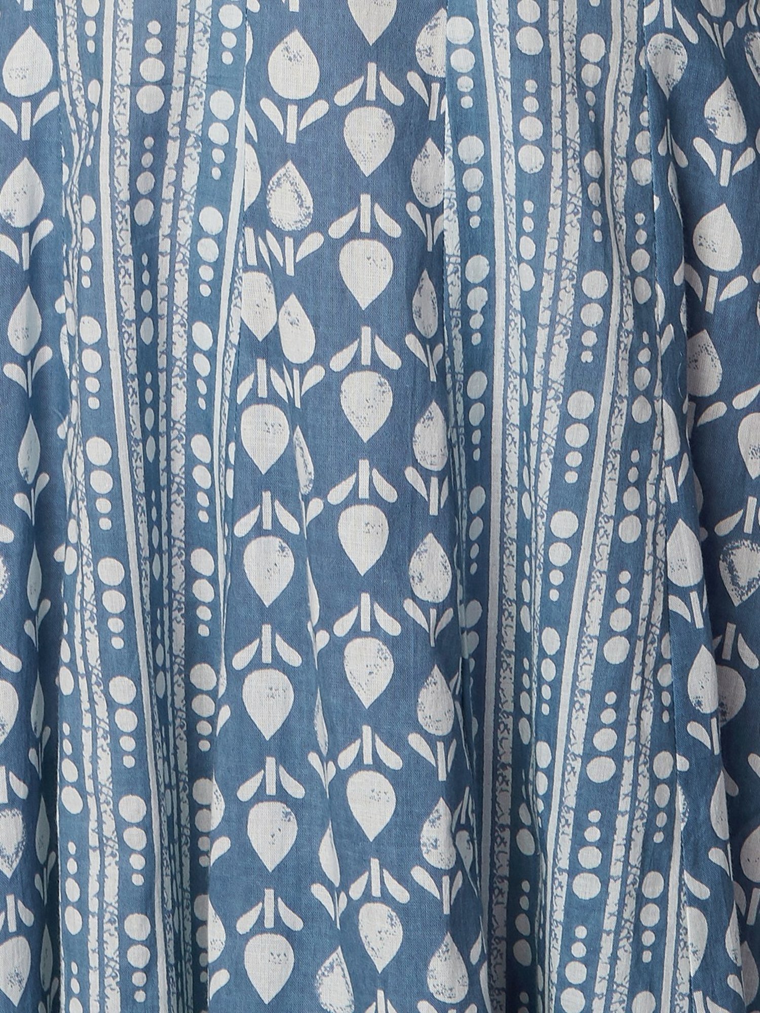 Fashor Blue Cotton Printed A-Line Dress