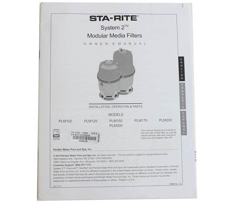 2) NEW Sta-Rite 27002-0200S System 2 Replacement Cartridge Filters 200 sq. ft.