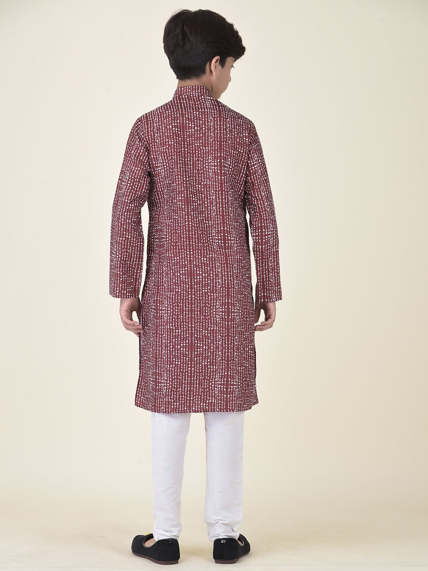 TABARD Kids Maroon & White Printed Kurta + Pyjamas