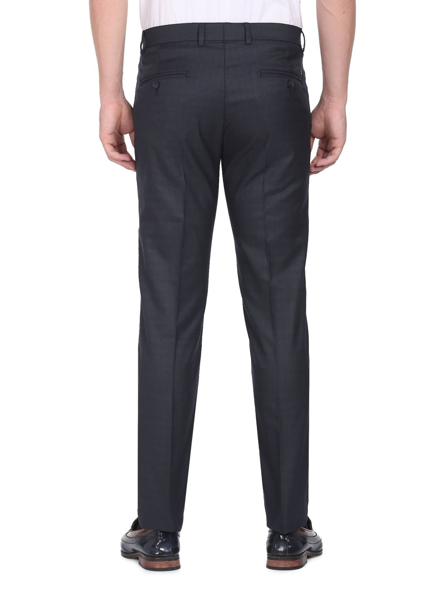 Arrow Blue Regular Fit Self Pattern Trousers